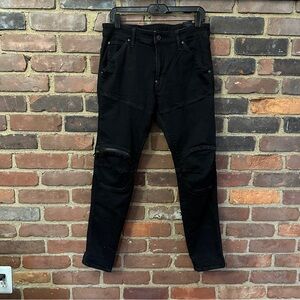 RAW 5620 3D Zip Knee skinny slim fit black jeans size 32 X 28.5 -10” rise